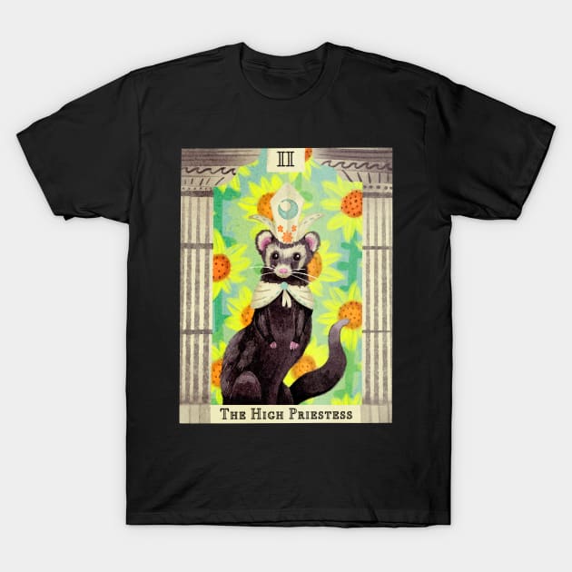 The High Ferret Priestess Tarot Card T-Shirt by narwhalwall